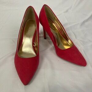 Vintage Sears Fuchsia Pink Faux Suede Pointed Toe Stiletto Pumps Heels Size 6